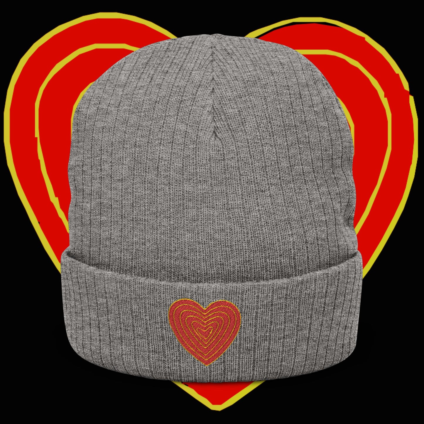 ribbed heart beanie