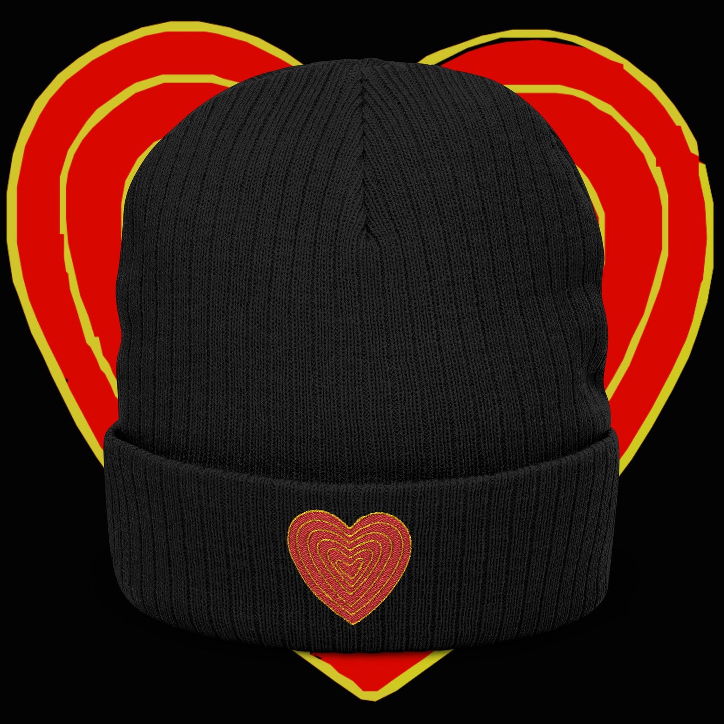 ribbed heart beanie