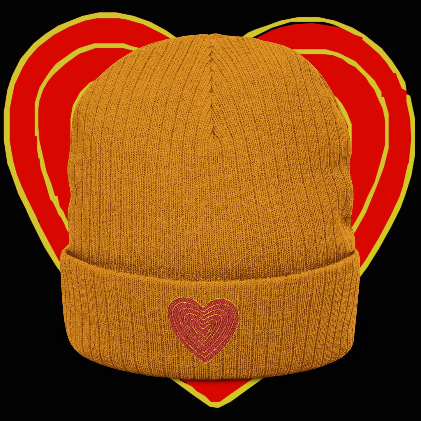ribbed heart beanie