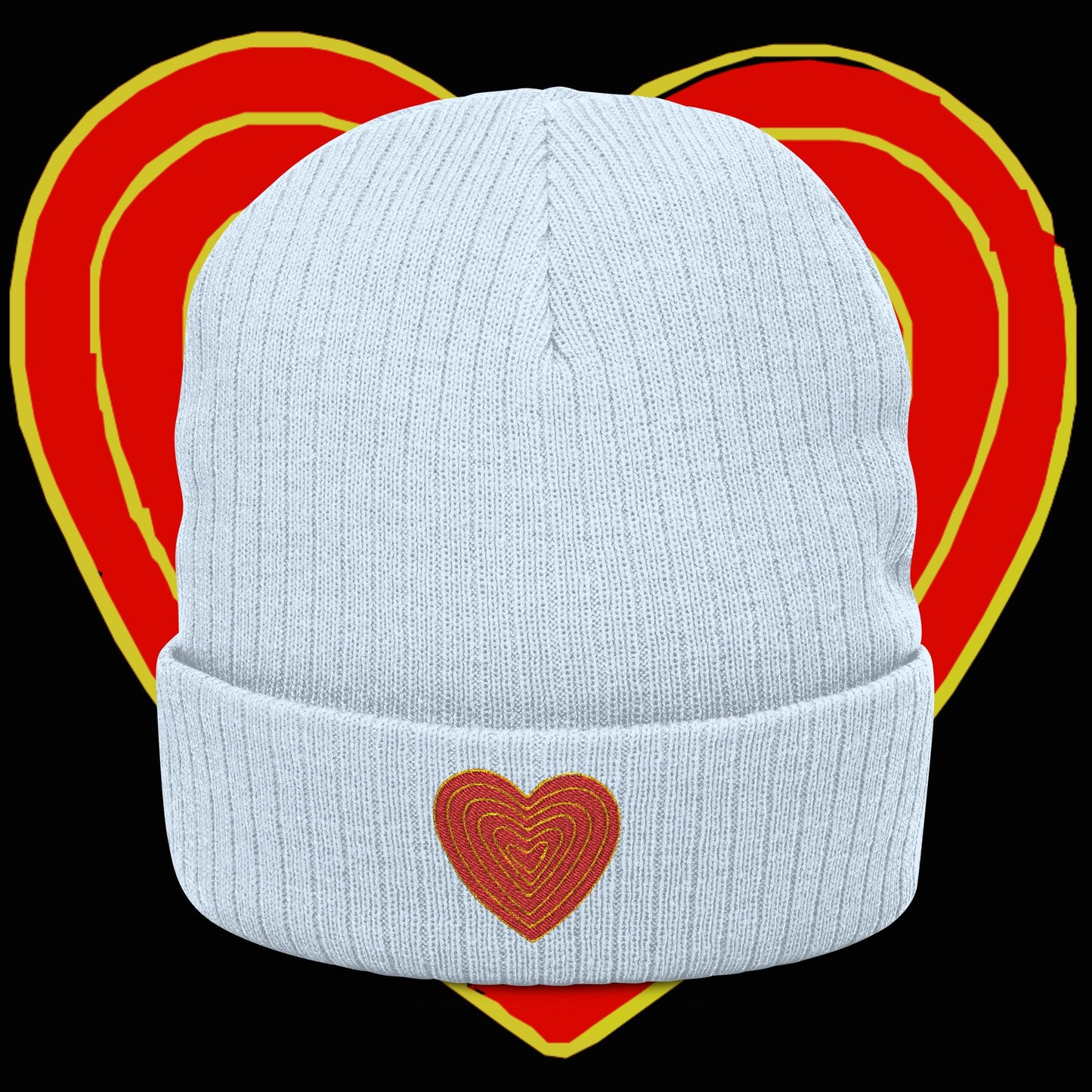 ribbed heart beanie