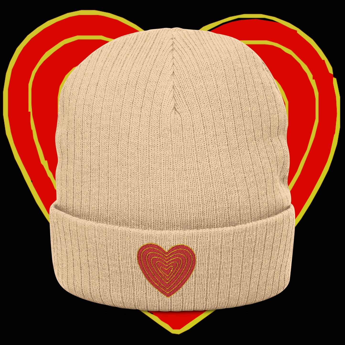 ribbed heart beanie