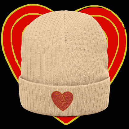ribbed heart beanie
