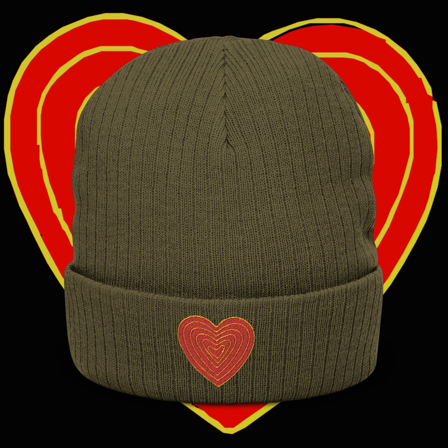 ribbed heart beanie